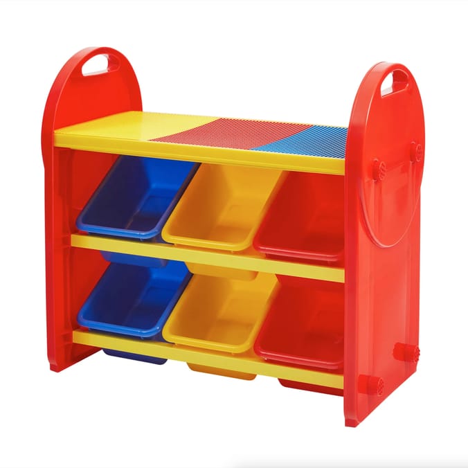 Liberty House Toys 6-Bin Storage Organiser Unit With Construction Tabletop