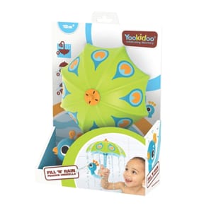 Yookidoo Fill 'N' Rain Peacock Green Umbrella Bath Toy