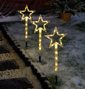  Prestige Battery Operated LED Star Stake Lights 3 Pack - Warm White