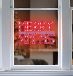 Prestige Mains Operated LED Twinkle Window Decoration - Merry XmAs