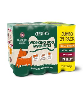 Chester's Working Dog Favourites in Jelly Wet Dog Food Cans 24 x 400g 