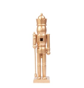 Winter Charm Wooden Gold Christmas Nutcracker 38cm - Pole