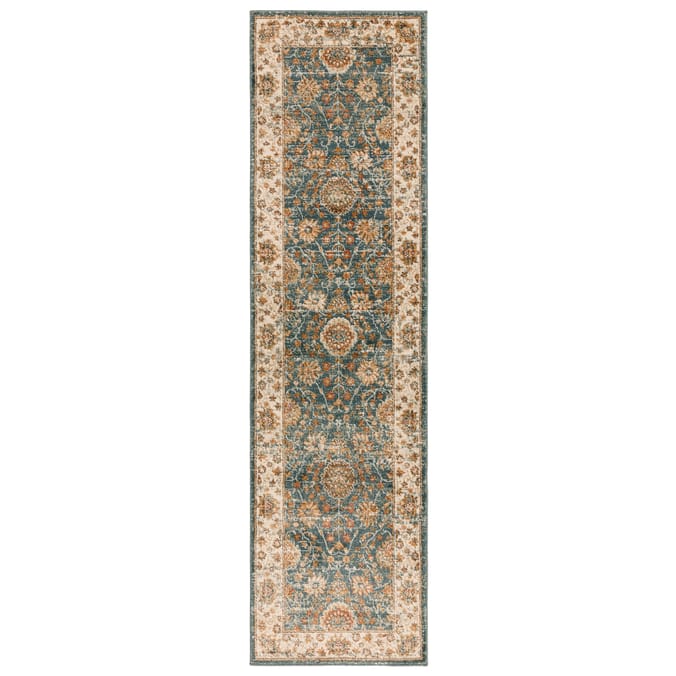 Asiatic Raja Border Runner RA02 - Teal/Cream