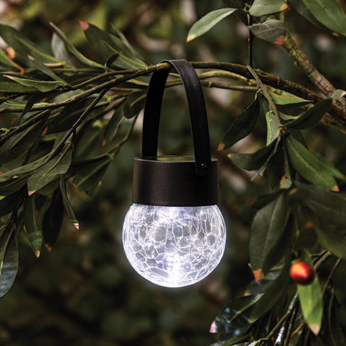 Firefly Solar Light Co Hanging Glass Crackle Ball Solar Light
