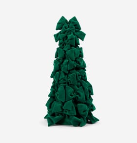Winter Charm Velvet Bow Tree Cone - Green