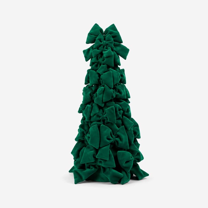 Winter Charm Velvet Bow Tree Cone