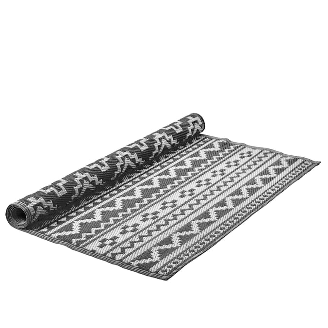 The Outdoor Living Collection Garden Rug 120 x 180cm - Grey Aztec ...