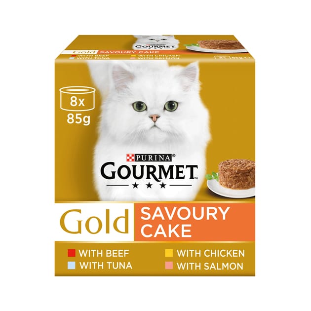 Gourmet Gold Savoury Cake Meat & Fish Variety Wet Cat Food Tins 8x85g