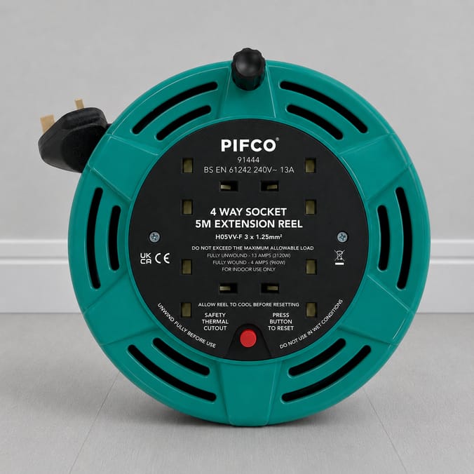 Pifco 4 Way Socket 5M Extension Reel