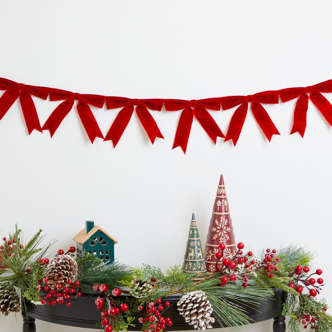  Winter Charm 1.8m Velvet Bow Christmas Garland