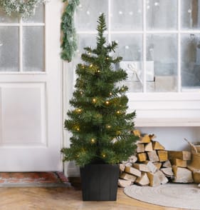  Festive Feeling 3ft Pre-Lit Indoor Potted Tree - Green