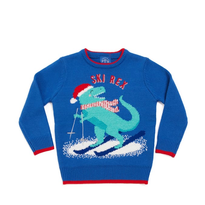 Festive Fun Young Boy Ski Rex Christmas Jumper 18 24 Months Home Bargains