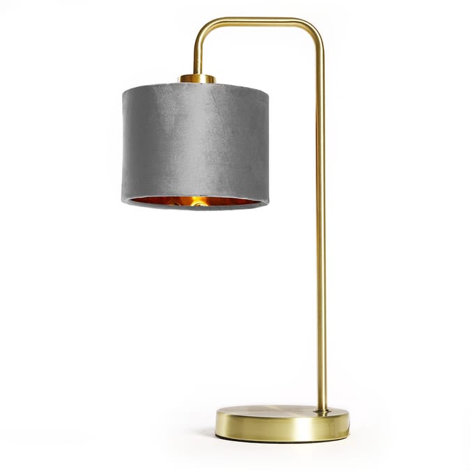 Home Collections Velvet Brass Table Lamp - Grey