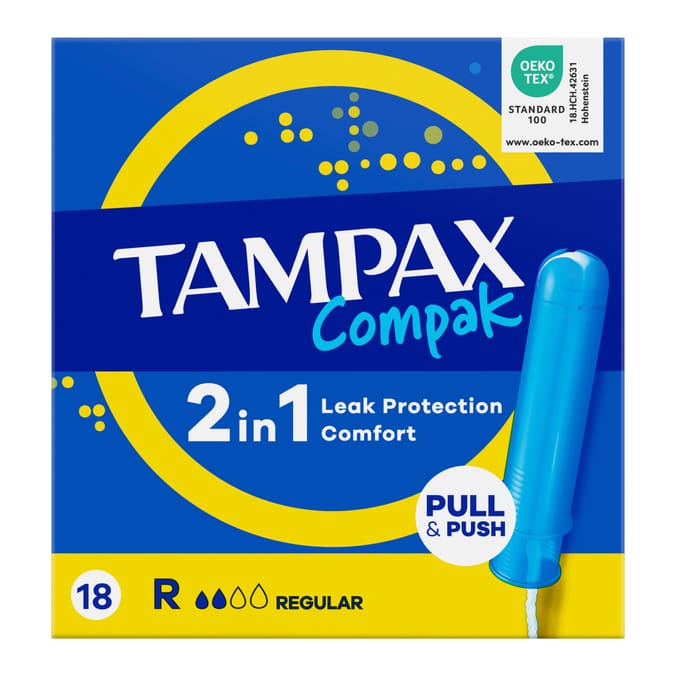Tampax Compak Regular Tampons With Applicator 18 Pack
