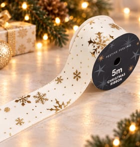 Festive Feeling 5M Ribbon - Snowflakes