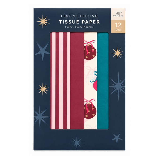  Festive Feeling Tissue Paper 12 Pack - Burgundy Festive   
