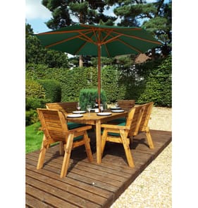 Charles Taylor 6 Seat Rectangular Table Set With Parasol - Green HB14G