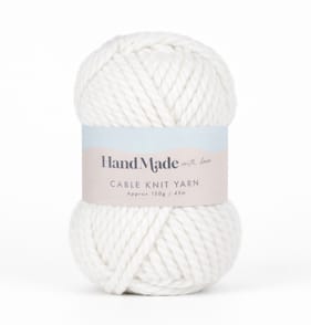 Hand Made With Love Cable Knit Yarn 150g - White