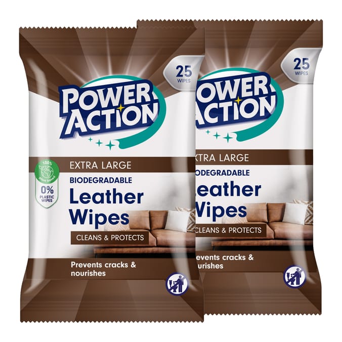 Power Action XL Leather Wipes x2