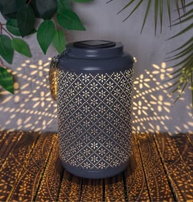 The Outdoor Living Collection Mosaic Style Solar Lantern - Grey