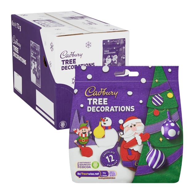 Cadbury Milk Chocolate Tree Bauble Decorations Bag 72g x6 | Home Bargains