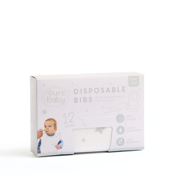 Pure Baby Disposable Bibs 12 Pack