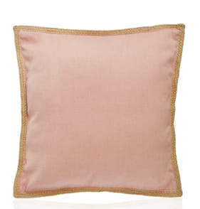The Outdoor Edit Earthed Raffia Trim Cushion - Pink