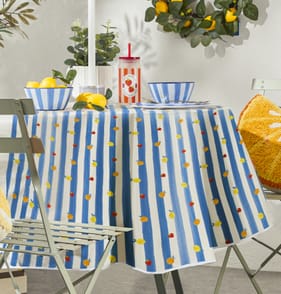The Outdoor Edit Round PVC Tablecloth - Stripe