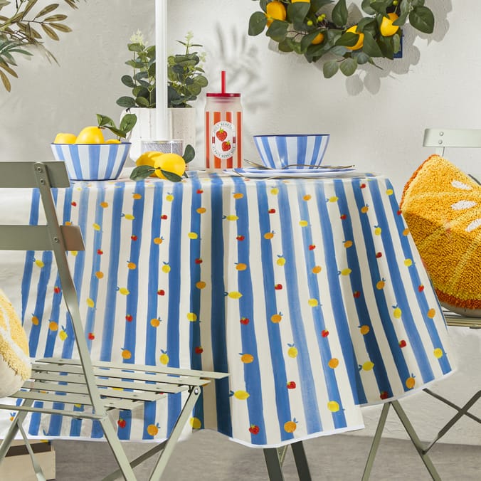 The Outdoor Edit Round PVC Tablecloth - Stripe