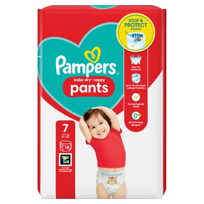 Pampers Baby-Dry Nappy Pants 16's Size 7