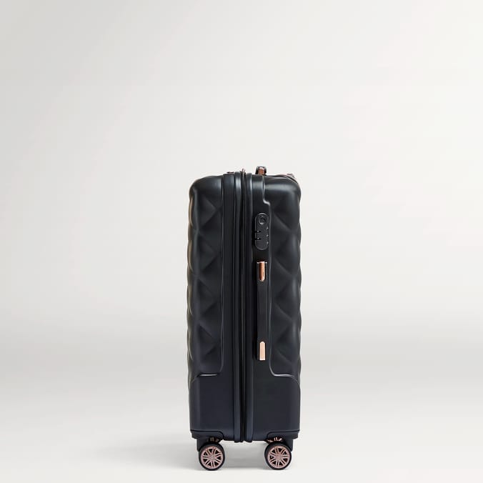 Salisburys Embossed Quilted Shell Suitcase - Black