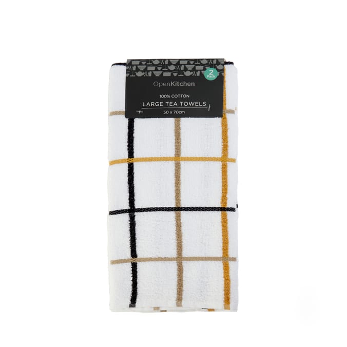 Open Kitchen Large Tea Towels - Orange Check