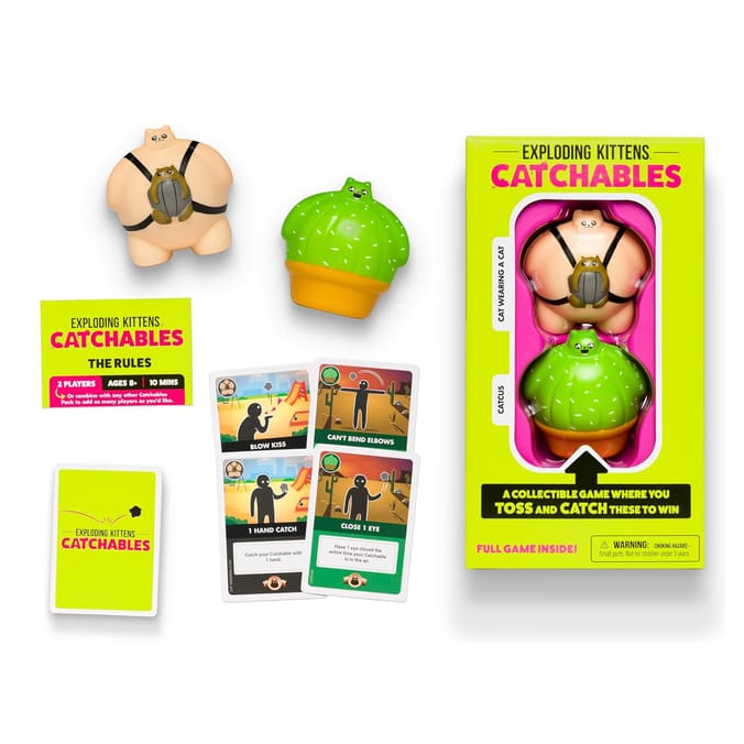 Exploding Kittens Catchables Game - Catcus & Cat Wearing A Cat