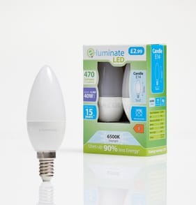 E-Luminate LED Candle E14 Daylight Light Bulb 2 Pack - 470 Lumens