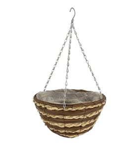 Jardin Corn Leaf Rope & Fern Round Hanging Basket