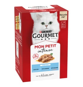 Gourmet Mon Petit Fish Variety Cod, Sardine, Salmon Wet Cat Food 6 x 50g