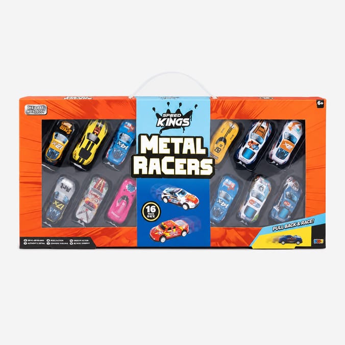 Speed Kings Metal Racers Diecast Cars 16 Pieces