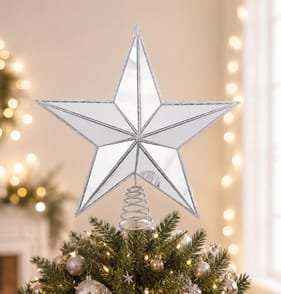 Festive Feeling Mirror Star Tree Topper - Silver