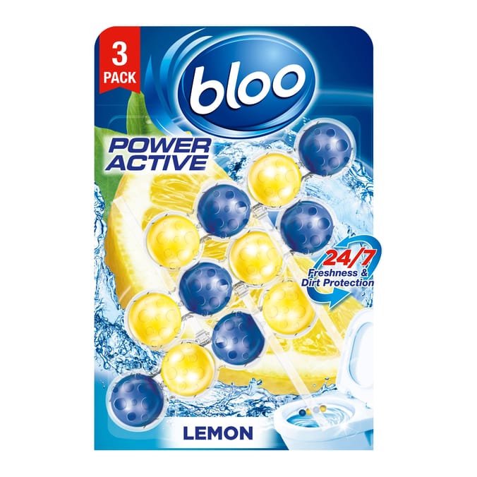 Bloo Power Active Toilet Rim Blocks 3x 50g - Lemon