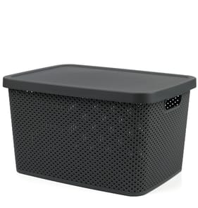 Diamond 19L Storage with Lid - Dark Grey