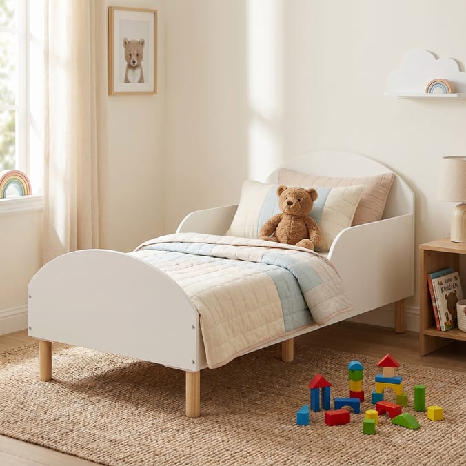 Liberty House Toys Toddler Bed and Table and Two Chairs Set - White