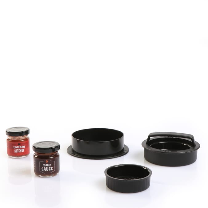 BBQ Master Burger Press With BBQ And Tomato Sauce