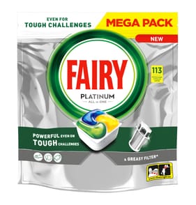 Fairy Platinum All In One Dishwasher Lemon - 113 Tablets