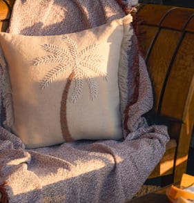 The Lifestyle Edit Desert Dusk Beaded Palm Tree Cushion