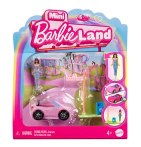 Barbie Mini Barbieland Doll & Vehicle Set With 1.5-Inch Doll & Convertible Car With Color-Change HYF42