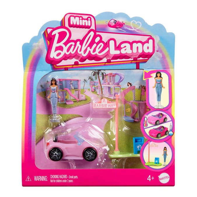 Barbie Mini Barbieland Doll & Vehicle Set With 1.5-Inch Doll & Convertible Car With Color-Change HYF42