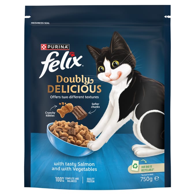 Felix Doubly Delicious Dry Cat Food 750g - Salmon & Vegetables