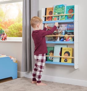 Liberty House Toys Kids Picture Book Wall Bookshelf - White & Blue