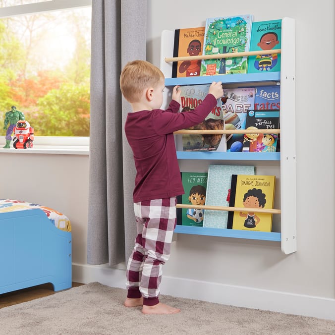 Liberty House Toys Kids Picture Book Wall Bookshelf - White & Blue