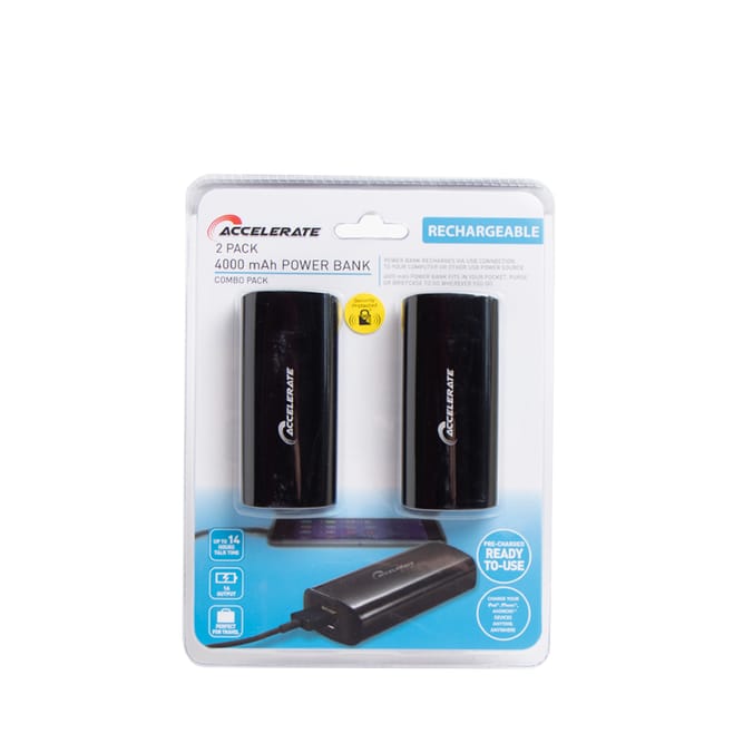 Accelerate Powerbank 4000 mAh Twin Pack